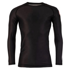 T-shirt de compression bleu à manches longues pour homme, col rond uni, coupe ajustée, couche de base athlétique - Product Image 3
