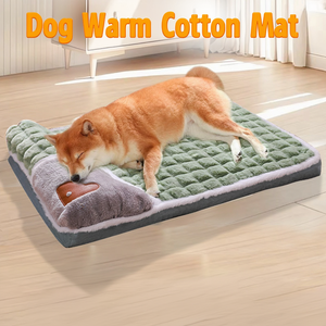 ที่นอนสัตว์เลี้ยงสำหรับฤดูหนาว ผ้ากำมะหยี่นุ่มสบาย พร้อมหมอนข้างหนุน ที่นอนหนานุ่มสำหรับลูกสุนัขและลูกแมว พร้อมแผ่นกันลื่น - Product Image 2