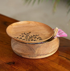 <b>Wooden</b> Chapati & Roti Casserole Serving <b>Box</b> with Flip Top Lid Round Shape Durable & Portable Kitchen Chapati Roti <b>box</b> - Product Image 4