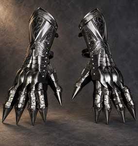 ถุงมืออัศวินยุคกลาง ทำจากเหล็กกล้าไร้สนิม ชุบเงิน  แบบโบราณ  แกะสลักลวดลายประณีต  ตกแต่งด้วยหนามแหลม  สามารถปรับแต่งได้ - Product Image 5