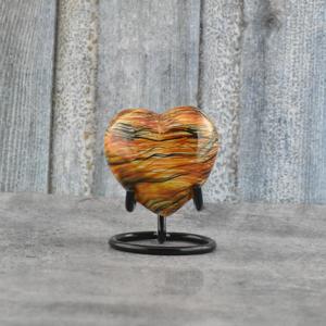 Premium Handcrafted Solid Heart Shaped Keepsake Cremation Urn With Polished Metal Display <b>Stand</b> Featuring Exquisite Designs - Product Image 6