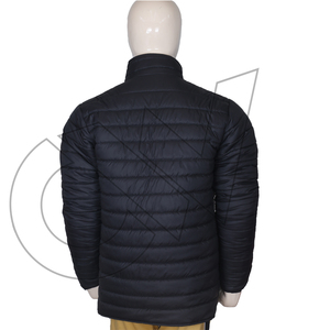 Carewear Sports OEM Men's Navy Blue Stand Collar Puffer <b>Jacket</b> Casual Breathable <b>Waterproof</b> Windproof Zipper Closure Regular Fit - Product Image 4