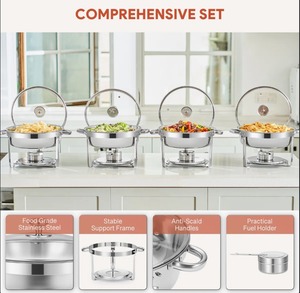 ชุดอุ่นอาหารบุฟเฟ่ต์สแตนเลสทรงกลม 2 ชิ้น ราคาดีที่สุด - Product Image 3