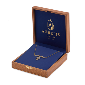 Navy Blue Luxury Premium Wooden Jewelry Box Custom Logo for Necklace Navy Blue Luxury Premium Wooden Jewelry Box Custom Logo for - Product Image 3