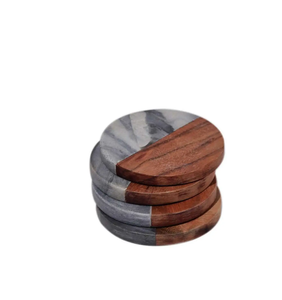 Sous-verres en bois et marbre, best-sellers, sous-verres en bois massif pour la maison, pour tasses et verres. - Product Image 1