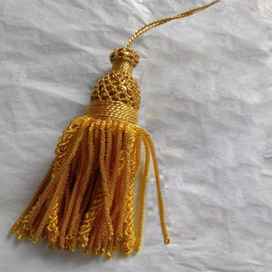 Cordón pectoral con borlas de obispo, de rayón/poliéster, ecológico, dorado y blanco, para vestimenta clerical, con borlas de hilo de latón y ribete cosido a mano - Product Image 3