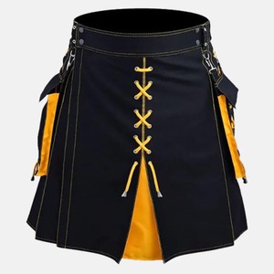 Kilt hybride moderne en tartan plissé en coton avec poches cargo amovibles, sangles latérales, boucles et anneaux - Product Image 3