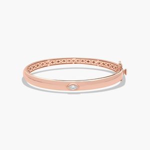<b>Rose</b> <b>Gold</b> Fancy Bezels Lab Grown Marquise Diamond <b>Bangle</b> Bracelet - Product Image 4