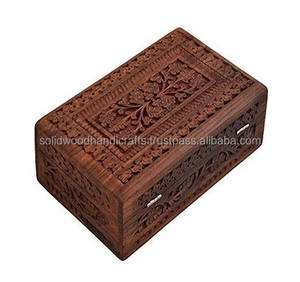 Cajas de madera talladas decorativas de palisandro para el hogar, oficina, almacenamiento de madera, tapa con bisagras, recuerdo, caja de madera tallada - Product Image 3