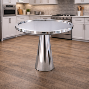 Mesa de Centro Redonda de Acero Inoxidable de Lujo, Base de Metal Sólido, Mesa Auxiliar Moderna y Duradera para Sala de Estar, Decoración Metálica Drake - Product Image 1