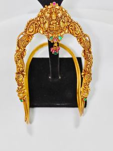 Joyería de templo Lakshmi de oro macizo de 22k, brazalete de oro amarillo auténtico, Bajuband Vanki, joyería nupcial tradicional del sur de la India para mujeres. - Product Image 2