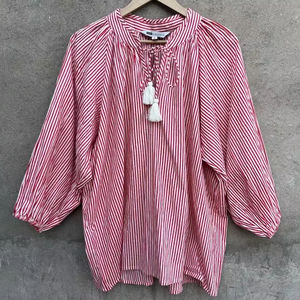 Chemisier en coton imprimé floral, coupe ajustée, style bohème décontracté pour femme - Product Image 1