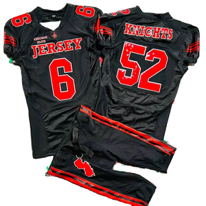Ensemble de maillots de football personnalisés Knights, sublimés, noir et rouge, col en V, uniforme respirant pour adultes, manches courtes, coupe athlétique - Product Image 2