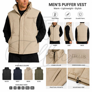 High Quality Breathable Lightweight Zip-Up Sleeveless Men's Winter Jacket Bubble Puffer Vest Custom Logo <b>Plus</b> <b>Size</b> <b>Waistcoat</b> - Product Image 5