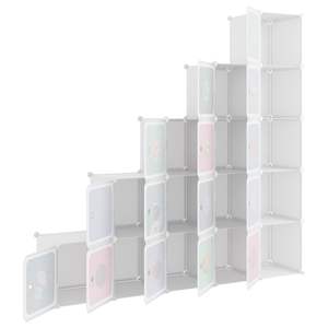 Armoire de rangement modulaire à 15 cubes en plastique PP blanc et acier, adaptée aux enfants et aux adolescents - Product Image 6