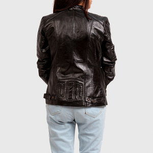 Nouvelle arrivée, veste en cuir pour femme, design personnalisé, prix bas, haute qualité, respirante, logo personnalisé, veste en cuir pour femme OEM - Product Image 2