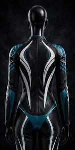 Women Black Leather Motorcycle Racing <b>Suit</b> <b>Full</b> <b>Body</b> Jumpsuit Color Blocked Protective Gear - Product Image 2