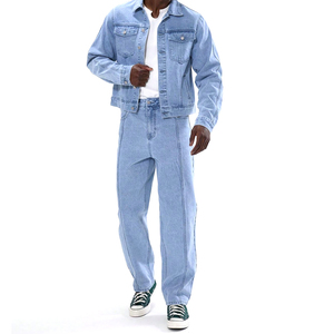 Ensemble streetwear personnalisé 2026 : Veste en jean délavée et pantalon en denim deux pièces pour homme, tailles plus - Product Image 1