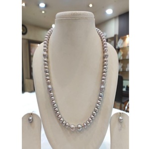 Impresionante conjunto de collar Mala con perlas auténticas de primera calidad y aretes para mujeres y niñas, ideal para bodas y fiestas. - Product Image 2