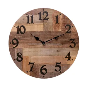 Horloge murale indienne intelligente en bois Mouvement numérique de style américain avec batterie rechargeable pour salon, cuisine et bureau - Product Image 1