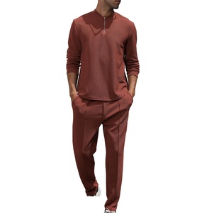 Customized Made Factory Direct Men Summer T-Shirt <b>Trouser</b> Set Breathable 100% Cotton Anti-Wrinkle <b>Elastic</b> <b>Waist</b> High <b>Waist</b> - Product Image 6