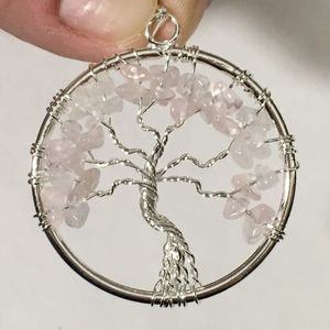 Colgante de árbol de la vida de cuarzo rosa de la mejor calidad al por mayor colgantes de piedras preciosas de cristal curativo natural comprar de ágata Aameena - Product Image 4