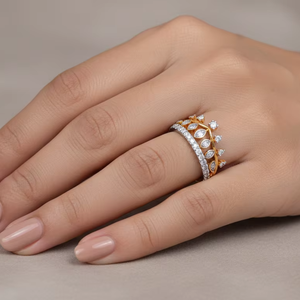 Anillo de Diamantes con Corona de Oro de Lujo, Diseño de Tiara, Joyería de Oro Real para Mujer, Regalo de Boda, Compromiso o Aniversario - Product Image 4