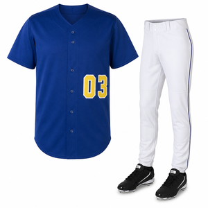 Ensembles d'uniformes de baseball personnalisés de haute qualité avec logo imprimé, vente en gros, couleur unie, respirants, séchage rapide, 100% polyester - Product Image 2