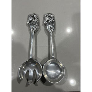 Silver <b>And</b> Gold Combination Metal Salad <b>Spoon</b> Salad <b>Fork</b> 2 Pcs Latest Design Salad Server Cutlery <b>Set</b> For Tableware Use - Product Image 4