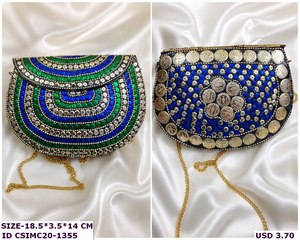 Chaînes de mosaïque en métal de concepteur artisanal embrayage dames boîte multicolore à motifs rabat mode élégant sacs de soirée mariages - Product Image 3