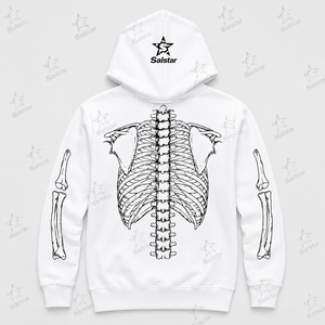 Sudadera con Capucha Blanca para Hombre Salstar, con Cierre, Estampado de Calavera, Estilo Casual, Corte Regular, para Otoño - Product Image 5
