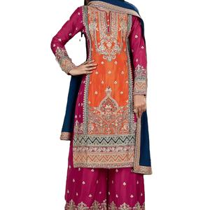 Último diseñador Faux Georgette bordado secuencia trabajo Sharara traje por Fab Zone - Product Image 1