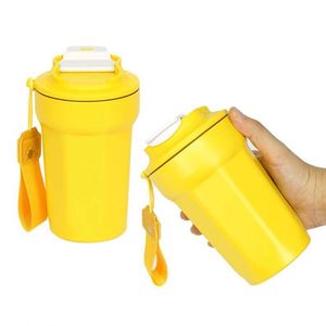 Tasse de voyage en acier inoxydable de qualité supérieure, écologique, avec revêtement poudré amusant, logo élégant, pour café, avec soucoupe - Product Image 1