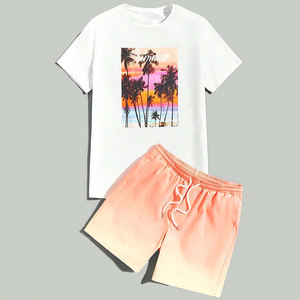 Ensemble t-shirt et short pour homme, idéal pour les aventures en plein air, tenue légère et confortable, idéale pour les voyages d'été, vêtements décontractés et sportifs - Product Image 1