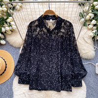 Blusas Casuales de Manga Larga para Otoño, Camisas de Mujer con Estampado de Lunares, Tops Casuales para Mujer, Ropa al por Mayor