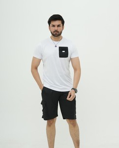 Men's Summer Formal Dri-Fit <b>Knitted</b> 100% Cotton Breathable Solid Cargo Short <b>Set</b> - Product Image 1