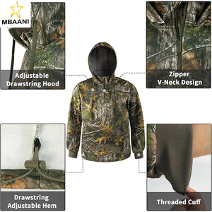 Sweat-shirts de chasse pour hommes, doublure en polaire, isolation performante, sweat-shirt camouflage - Product Image 4