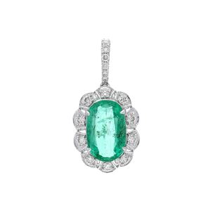 Emerald Pendant White Gold Charm 925 Sterling Silver Luxury Jewelry Women's Vintage Engagement Wedding Party Elegant Handmade - Product Image 6