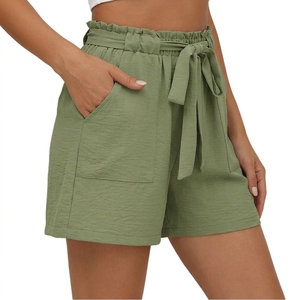 Women Casual Drawstring Shorts Soft Comfortable Fabric <b>Elastic</b> <b>Waist</b> Side Pocket Summer Wear - Product Image 3