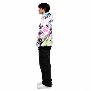 เสื้อฮู้ดดี้โอเวอร์ไซส์ลายกราฟฟิตีสำหรับผู้ชาย ผ้าฝ้ายพรีเมียมเนื้อนุ่ม พิมพ์ลายทั่วตัว สไตล์สตรีทแวร์  รับผลิตตามแบบ OEM - Product Image 3