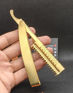 Cuchilla de Afeitar Profesional de Alta Calidad para Barbería, Directo de Fábrica, Cabezal Dorado Plegable, Hoja Única Importada - Product Image 2