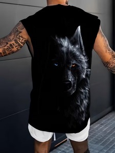 เสื้อกล้ามพิมพ์ลายกราฟิกสตรีทแวร์สำหรับผู้ชาย ออกแบบเองได้ สไตล์ลำลอง ฮิปฮอป เสื้อยืดแขนกุด - Product Image 3