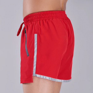 Pantalones Cortos Deportivos para Hombre, Color Rojo Sólido, Secado Rápido, con Cordón Ajustable, Cintura Media, Estilo Deportivo, 100% Poliéster, Tejido de Punto - Product Image 6