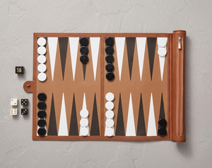 ชุดแบ็คแกมมอนหนังพกพาสุดหรู แบบม้วนเก็บได้ ทำด้วยมือ พร้อมลูกเต๋าและกระเป๋าซิป ของขวัญสำหรับผู้ใหญ่ - Product Image 1