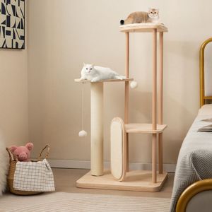 Tour à chat multi-niveaux moderne avec griffoir et poteau pour animaux de bureau - Product Image 2