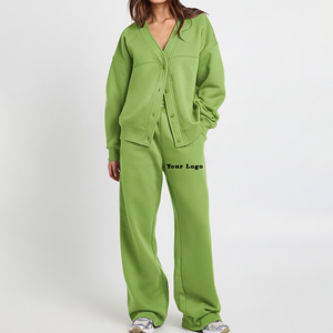 Nuevo Diseño de Primavera/Otoño, Chándal Informal con Botones y Logotipo Personalizado para Mujer, Chándal de Color Sólido con Logotipo Bordado Personalizado - Product Image 1