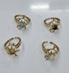 Anneaux de mode pour femmes en perles de pierre et métal, bijoux de mode Bohochi GC-RG-284 pour cadeaux de la Saint-Valentin, exportation mondiale vers l'Inde - Product Image 1