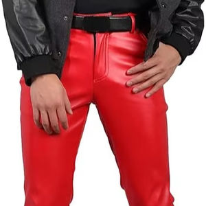 Pantalon en cuir décontracté pour homme, coupe droite, taille haute, épais, avec impression de logo personnalisé, OEM, respirant et écologique - Product Image 1