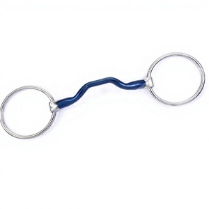 Nuevo Bridón Ecuestre Azul con Anillo Suelto de Hierro Dulce Riaz Jamal Intel's Low Port para Entrenamiento de Caballos Western - Product Image 1