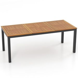 Tavolo da Pranzo per Esterni per 8 Persone, 79 Pollici, Set da Patio in Legno di Acacia con Foro per Ombrellone per Uso in Giardino - Product Image 4